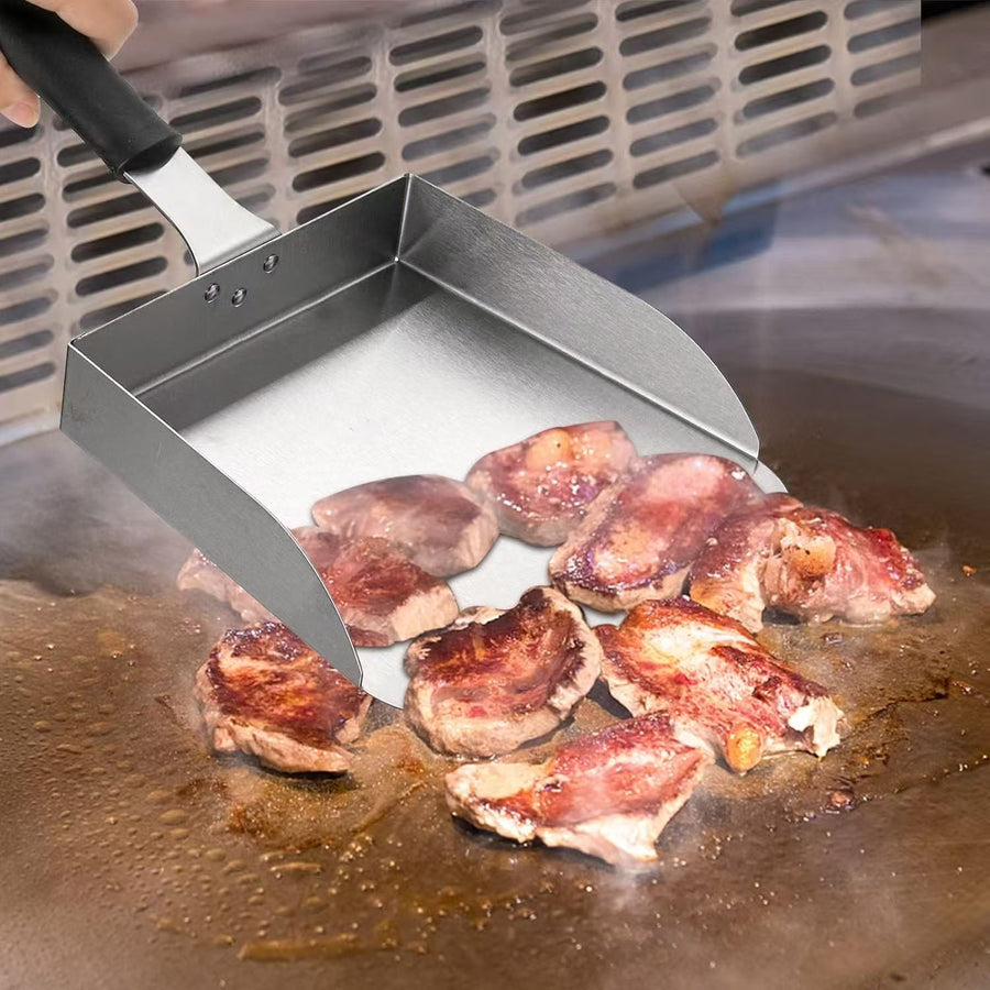 Griddle Food Mover - Extra-Large Stainless Steel Spatula for Rice, Vegetables and More, Perfect BBQ Tool, Cookouts, and Griddles, Large Scooper, Food Scoop