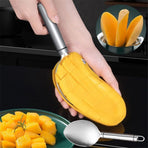 2 pack Mango Slicer, Silver Mango Cutter Tool, Stainless Steel Microblades Watermelon Cutter Slicers Tool, Mangos Cutters Divider Corer, Non-slip Handle Mangos Splitter Fruit Slicer Kitchen Gadgets