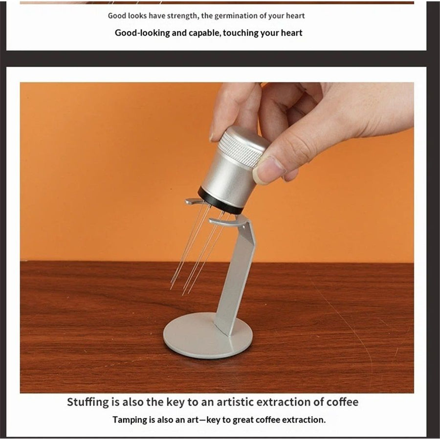 Espresso Distribution Tool with Stand for Barista, Adjustable Range Coffee Needle Stirrer, with 6 Extra Needles