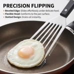 Stainless Steel Fish Spatula - Ideal Length Slotted Turner with High Heat Resistant ABS Handle - Heavy Duty Thick  Flipper Cooking & Grilling（Large ABS handle）