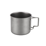 Pure Titanium Tea Collapsible Cups Lids Titanium Camping Mug Outdoor Drinking Cup for Hiking Backpacking TravelSecond generation handle made of pure titanium 350ml (with lid)+mesh bag