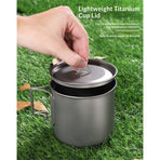 Pure Titanium Tea Collapsible Cups Lids Titanium Camping Mug Outdoor Drinking Cup for Hiking Backpacking TravelSecond generation handle made of pure titanium 350ml (with lid)+mesh bag