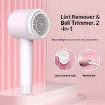 2-in-1 hair ball trimmer USB dual charging handheld sweater shaver multifunctional portable hair remover（white）