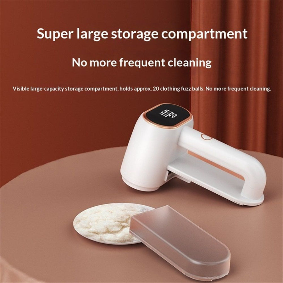 Fabric Shaver Lint Removers Rechargeable Sweater Shaver with Dual Head & LCD Display for Clothes Couch Pilling Furniture, 8-Leaf Blades Defuzzer, White