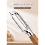 Vegetable Peeler Scraper & Core Extractor - Potato/Carrot/Apple Peeler - Wooden Handle,Stainless Steel Acacia wood handle Flat mouth peeling knife