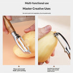 Vegetable Peeler Scraper & Core Extractor - Potato/Carrot/Apple Peeler - Wooden Handle,Stainless Steel Acacia wood handle Flat mouth peeling knife