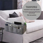 Sofa Armrest Organizer, Remote Control Holder, Waterproof Armchair Caddy with 14 Pockets for TV Remotes(Grey)