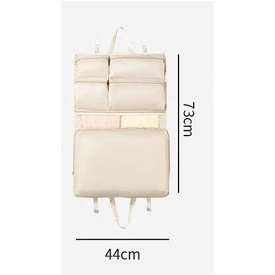 Hanging Packing Cube, Foldable Travel Organizer, Waterproof, Machine Washable, Fits Carry-on, Expandable Packing Cube for Suitcase or Backpack (Beige 6 grids)