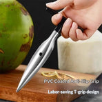 4 qty - Coconut Opener Tool for Fresh GREEN Young Fruit Black Handle Easy Grip,Safe and Convenient Coco Drill Punch Tool