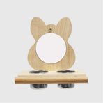 Bird Perch Platform Toy with Mirror, Standing Rack & Bowl - Wooden Play & Exercise Gym Stand, Cage Accessory for Cockatoos, Lovebirds, Budgies, Parrotlets & Canaries