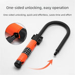 Combo Bike U-Lock Standard, Anti-Theft Security Bicycle Lock, Shackle, 4-Digit Resettable Combination U Lock for Scooter Road Mountain Bikes