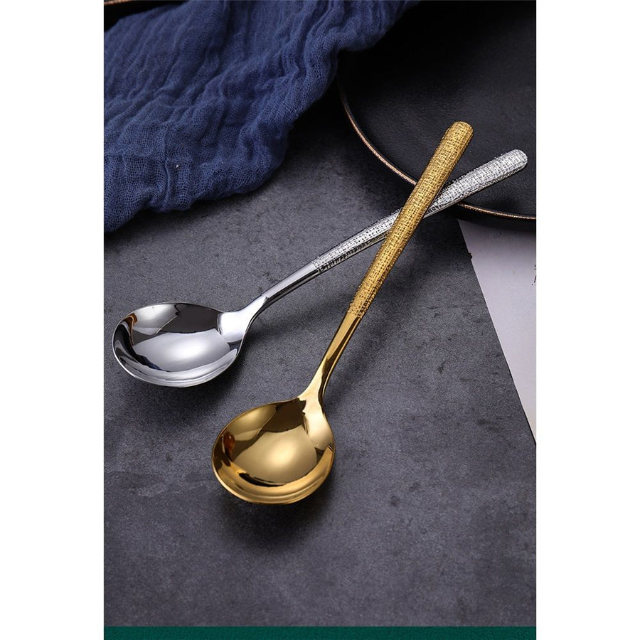 2 pack Stainless Steel Soup Ladle Spoon One Piece Design Restaurant Kitchen Cooking Flatware for Serving Soup Tone