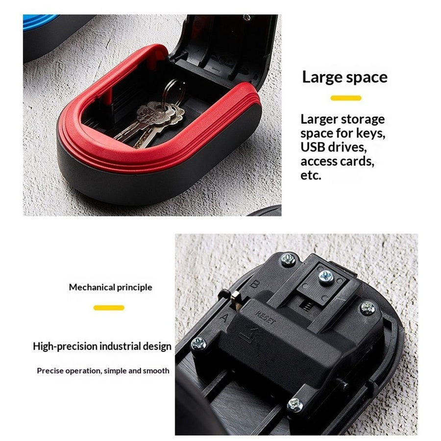 Wall Mount Key Lock Box with 4-Digit Combination Code - red Heavy-Duty Key Lock Holder, Weatherproof Outdoor Hide-a-Key Box for Home, Car, Office (Universal Fit)