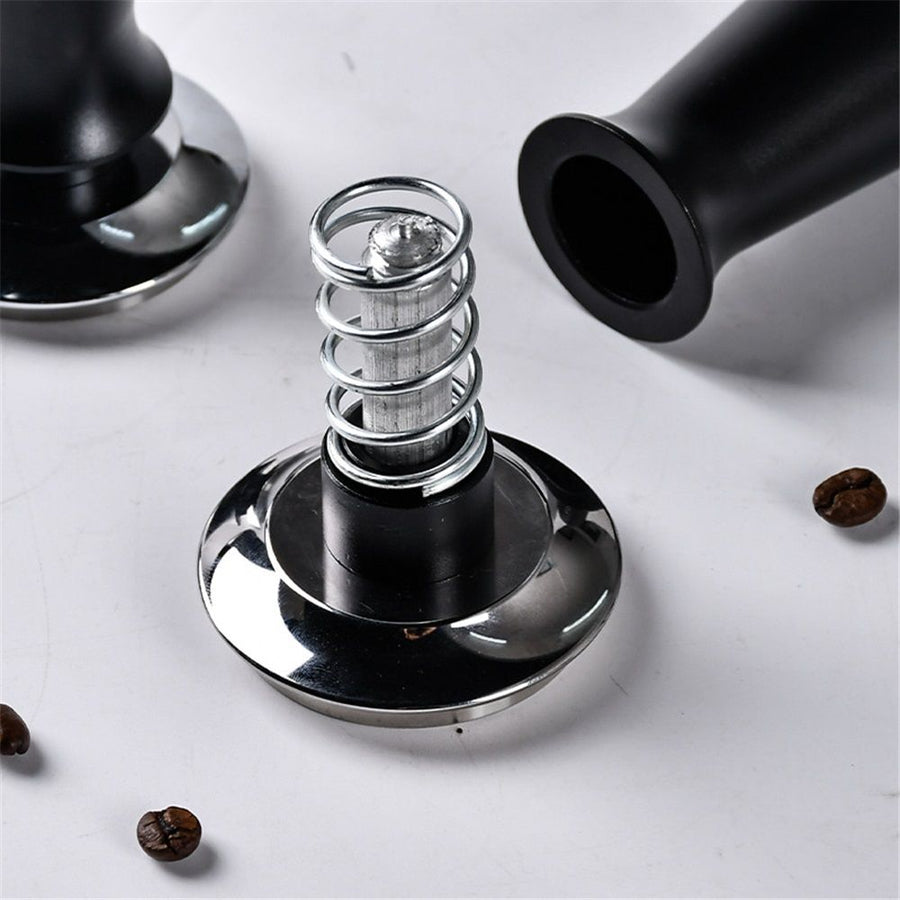 Espresso Hand Tamper, Premium Barista Coffee Tamper with Calibrated Spring, Stainless Steel Base Tamper Compatible with Espresso Machine (51mm, black)