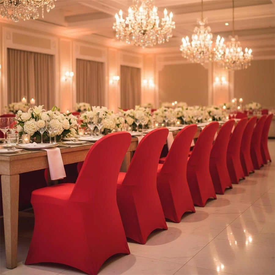 2 pack Polyester Folding Chair Cover Covers Stretch Chair Protectors for Wedding Party Events (2, Red)