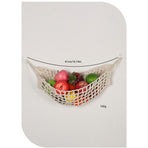 Fruit Hammock for Kitchen Under Cabinet Fruit Basket Hanging Handwoven Cotton Macrame Basket Boho Decor Storage Save Counter Space for Home Camper RV (white,Only storage mesh bag)