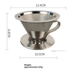 Pour Over Coffee Dripper,Double Mesh Stainless Steel Filter,Paperless Strainer Reusable Cone Coffee Filter With Handle