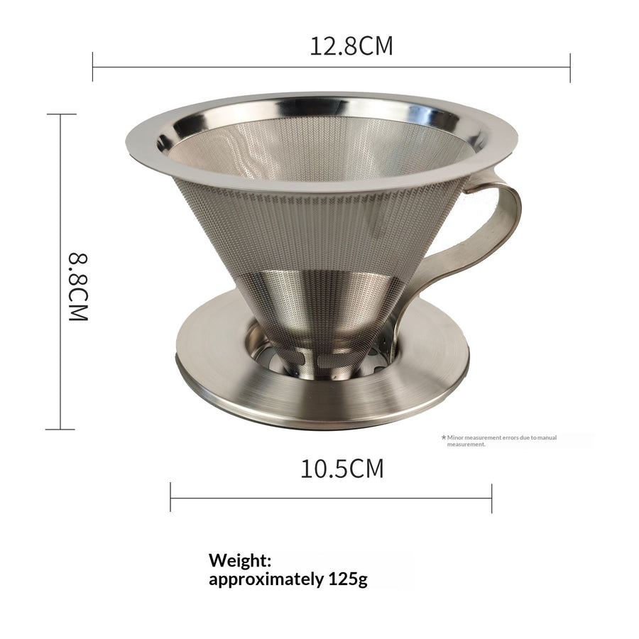 Pour Over Coffee Dripper,Double Mesh Stainless Steel Filter,Paperless Strainer Reusable Cone Coffee Filter With Handle