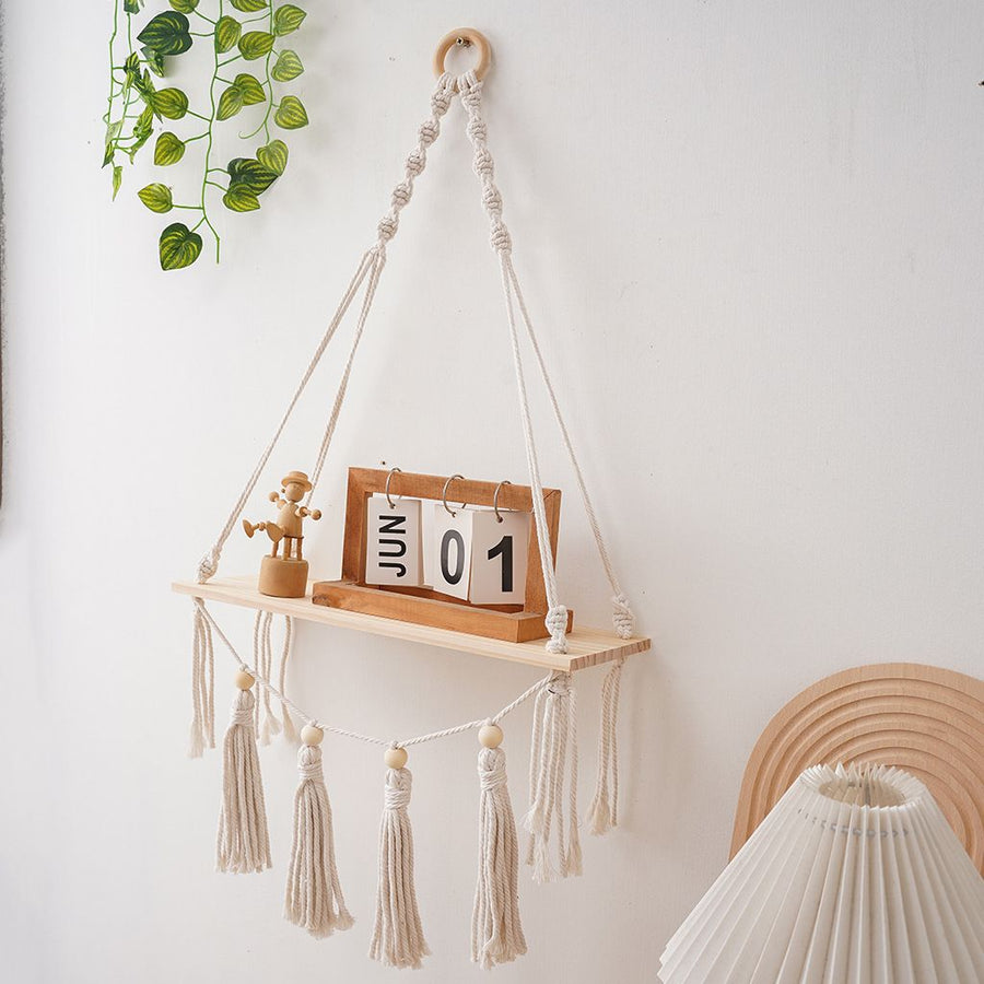 Handmade Modern Living Room Decor - Wall Decor to Securely Hold Plants & More - Beautiful Boho Decorations for Interior Design（white）