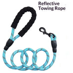 Check Cord with Swivel Lockable Hook and Comfortable Padded Handle for Dog Leash for Small Medium  Walking Training Hiking Camping Playing（1.2m*1.0cm Blue）