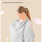 Nursing Cover for Baby Breastfeeding, Breathable  Cotton Breastfeeding Cover with Rigid Hoop for Mother Nursing Apron, Multi-use Carseat Canopy（grey）