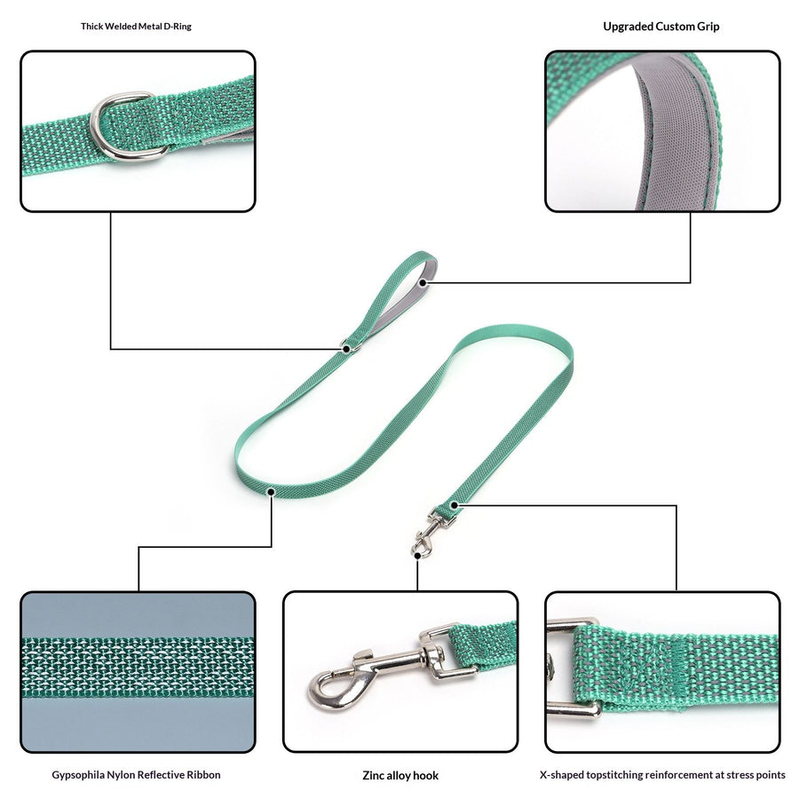 Waterproof Dog Leash,Durable Odor-Proof Dog Leashes with Strong Metal Hooks Fits Small Medium or Large Dogs （green M）