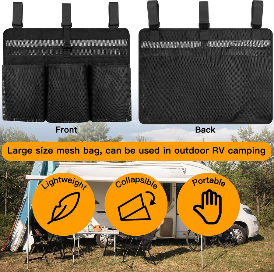 Camping Dish Drying Bag Collapsible Dish Drying Rack, Portable Mesh Dinnerware Drainer Organizer for RV Campers Travel Trailers Space Saving Camping Kitchen Storage Rack