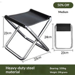 1PCS Outdoor Folding Stool Portable Fishing Chair Mini Small Train Pony Tie Camping Simple Hardware(Black）
