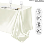 Rectangular Satin Tablecloth -beige, Rectangle Shiny Satin Table Linens for Rectangular Tables（145*260CM）