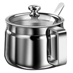Ghee Container with Spoon Pot, 500mL Large Ghee Pot Kitchen with Handle, Stainless Steel Oil Container with Lid for Items (Small)