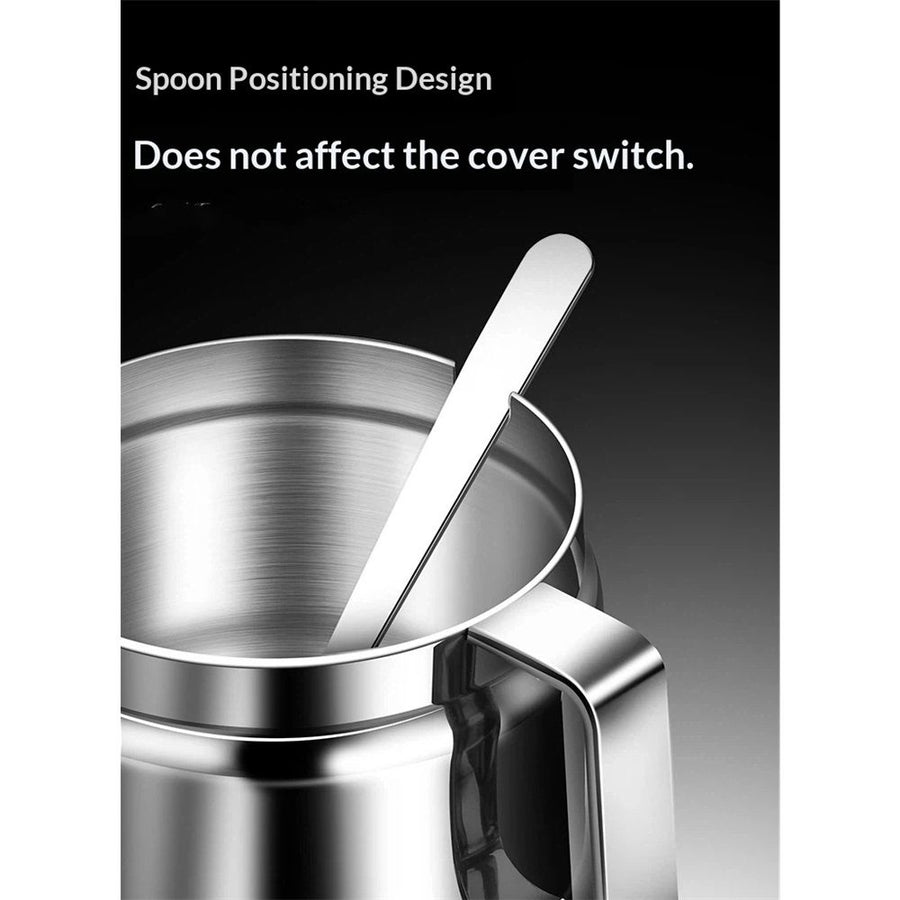 Ghee Container with Spoon Pot, 500mL Large Ghee Pot Kitchen with Handle, Stainless Steel Oil Container with Lid for Items (Small)
