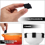 24 pcs Oven Lid Protector Clips, Thickened Cookware Protectors for Stacking Bumper Protector Clips Silicone Replacement Pan Clips for Display and Storage Oven Pots (black)
