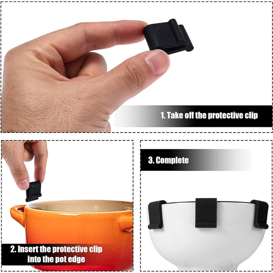24 pcs Oven Lid Protector Clips, Thickened Cookware Protectors for Stacking Bumper Protector Clips Silicone Replacement Pan Clips for Display and Storage Oven Pots (black)