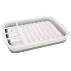 Silicone Clear & Grey Dish Drying Rack with 4 Silverware Slots Compact Size | Collapsible Space-Saving Design Fits in Cabinet（Excluding tableware
）