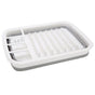 Silicone Clear & Grey Dish Drying Rack with 4 Silverware Slots Compact Size | Collapsible Space-Saving Design Fits in Cabinet（Excluding tableware
）
