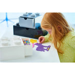Storage Brick 4 Knobs Blue - Stackable Plastic Storage Box with Lid for Kids and Adults Ideal Desk Organizer and Toy Box