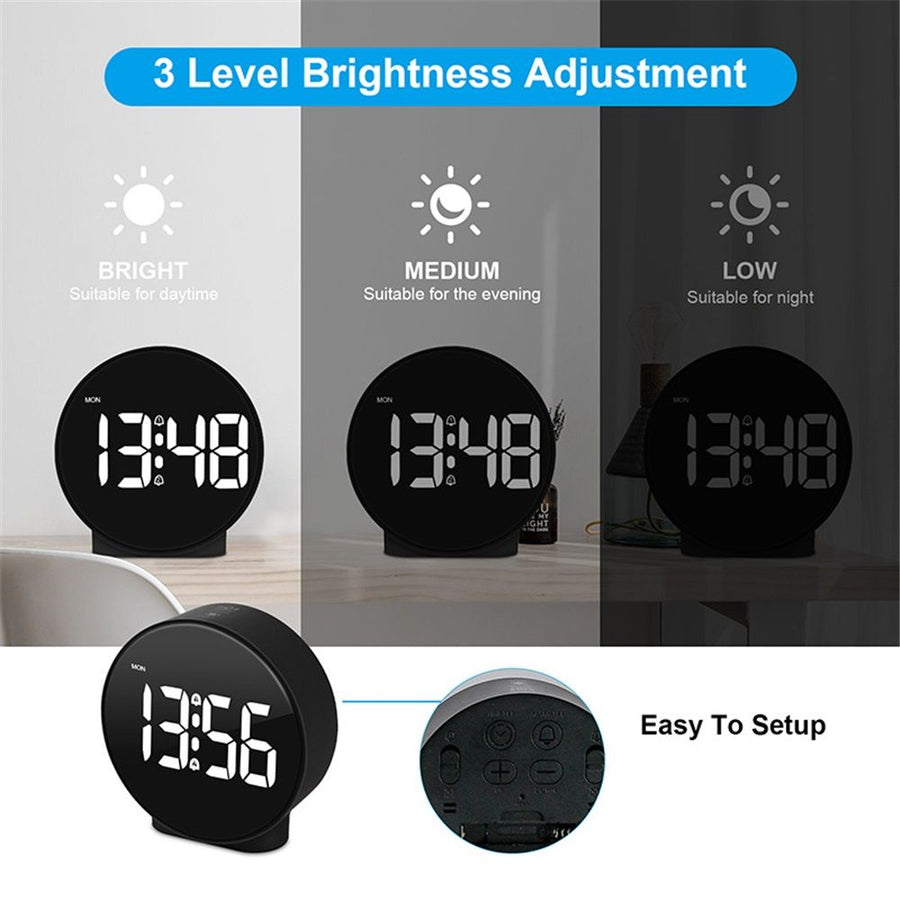 Digital Clock: Cordless Small Alarm Clock for Bedroom Travel - Large Numbers Dimmers for All Ages White Digits（Battery not included）