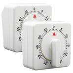 2 Pieces 60 Minute Visual Kitchen Timer Hour Mini Countdown Mechanical Timer Loud Voice for Kitchen, Homework, Exercise(White)