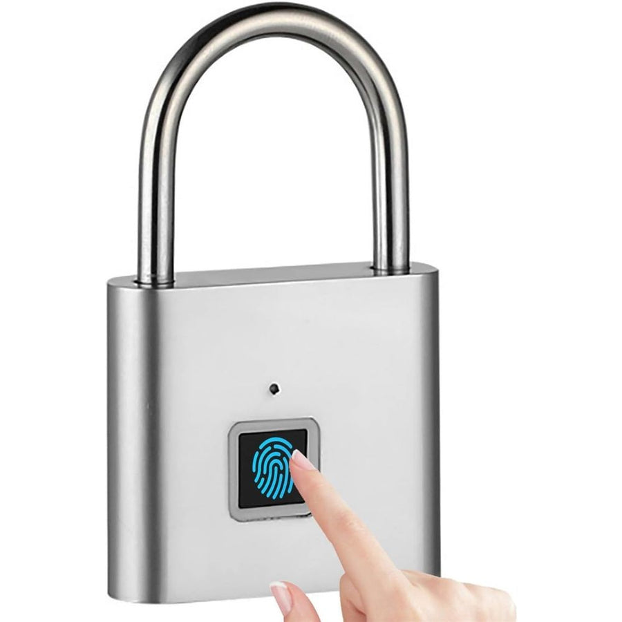 Fingerprint Padlock,Ultra Light One Touch Open Fingerprint Lock with USB Charging for Gym, Sports, School Employee Locker,Fence, Suitcase - Silver