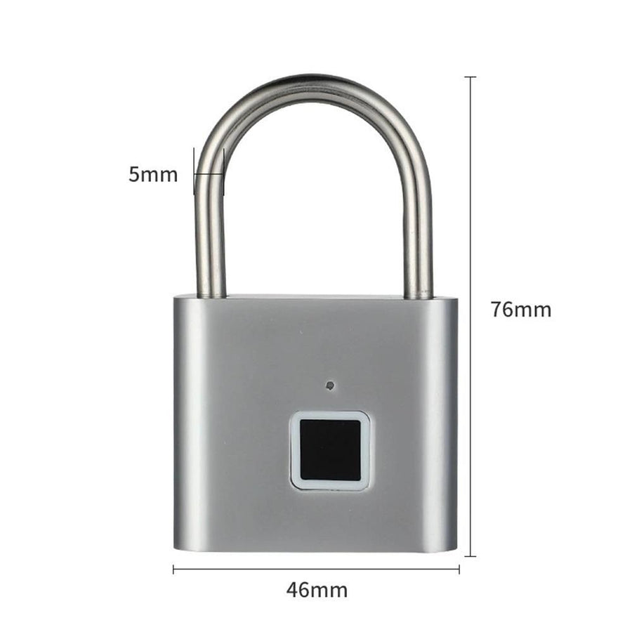Fingerprint Padlock,Ultra Light One Touch Open Fingerprint Lock with USB Charging for Gym, Sports, School Employee Locker,Fence, Suitcase - Silver
