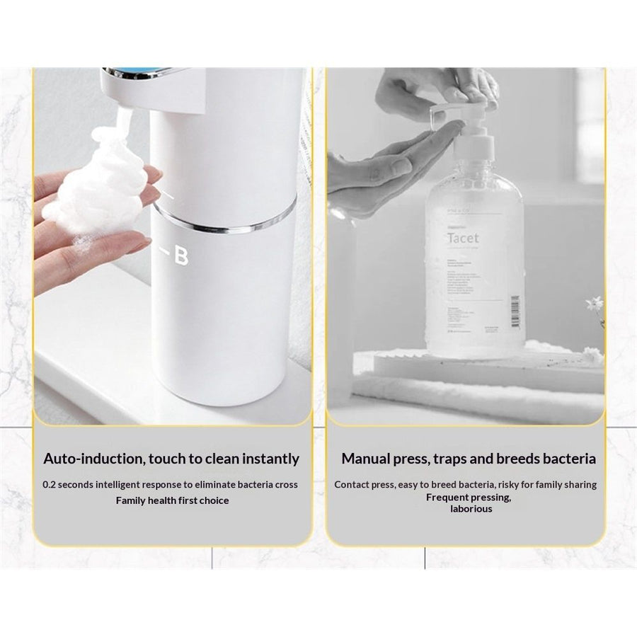 Automatic-Foaming-Soap-Dispenser-Touchless, White Hand Soap Dispenser 13oz/350ml  Wall Mounted & Countertop Design（sky blue）