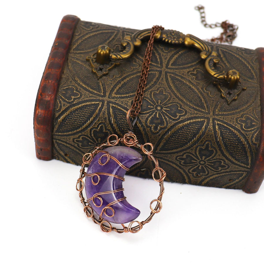 Handmade Natural Quartz Moon Necklace with Silver Chain - Ideal as an Original Gift