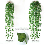 Green vine for home decoration, fake hanging leaves, artificial plants