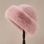 Women's Mongolian Fur Hat with Fur Trim, Windproof and Ear Protection for Cold Weather and Snow
