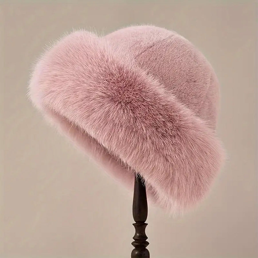 Women's Mongolian Fur Hat with Fur Trim, Windproof and Ear Protection for Cold Weather and Snow