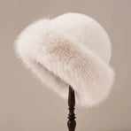 Women's Mongolian Fur Hat with Fur Trim, Windproof and Ear Protection for Cold Weather and Snow
