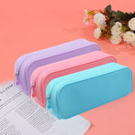 Large Soft Silicone Waterproof Pencil Case for School, Creative Gradient Color Pencil Case with Random Zipper