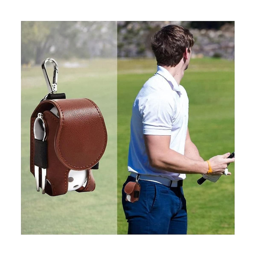 2-piece golf ball bag set, mini leather golf ball storage bag, storage accessories