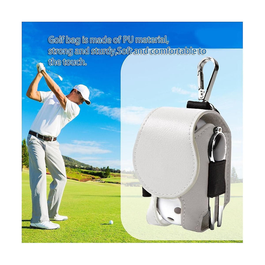 2-piece golf ball bag set, mini leather golf ball storage bag, storage accessories