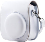 Protective Case Compatible with Fujifilm Instax Mini 12 11 9 8 Instant Film Camera with Pocket and Adjustable Strap (White)